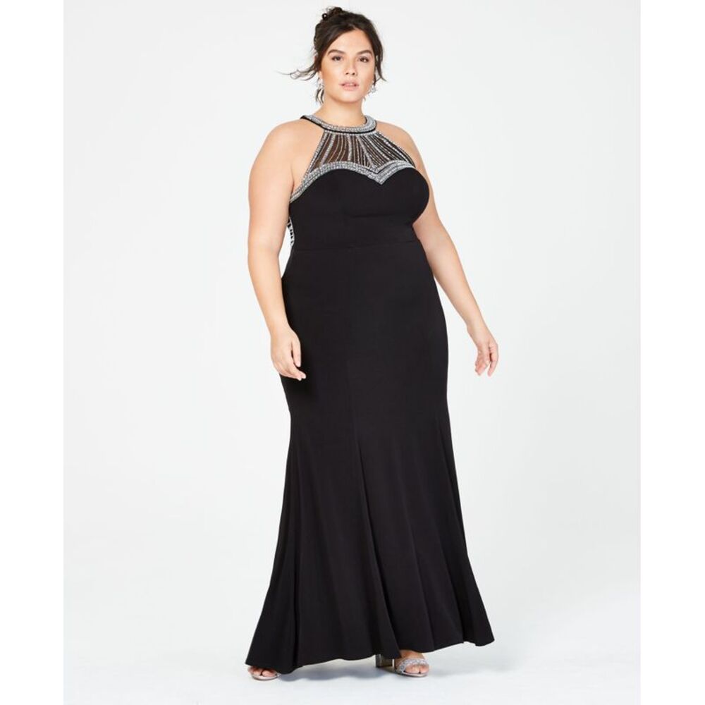 Say Yes To The Prom Trendy Plus Size Embellished Halter Gown